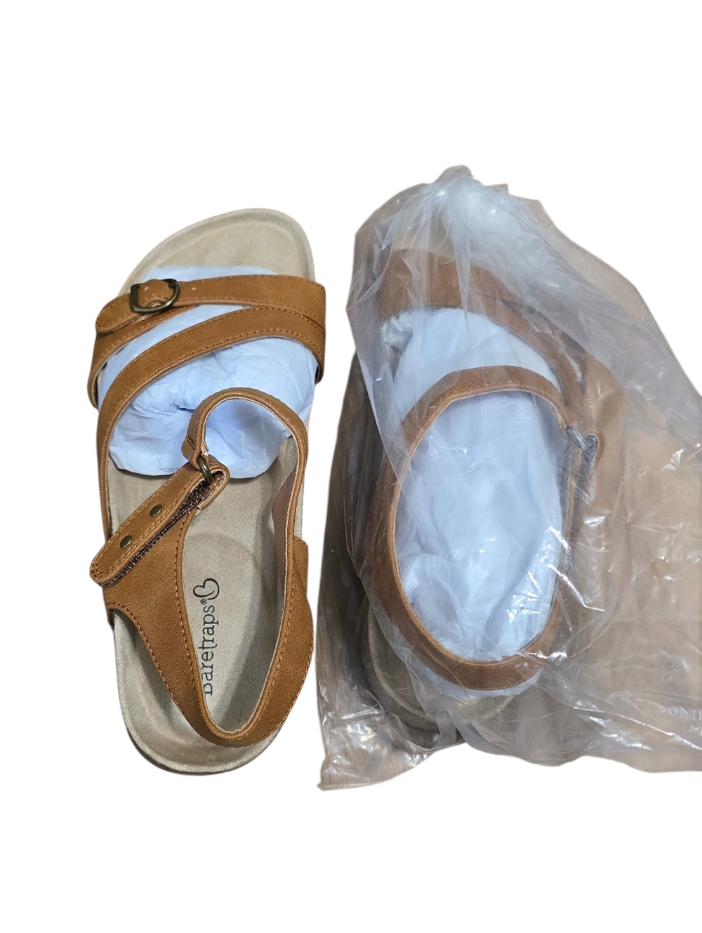 BareTraps Women's Brown Multi-Strap Buckle Sandals